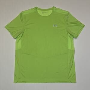 Under Armour Fitted T Shirt Mens L Neon Green Athletic Running Gym Tee